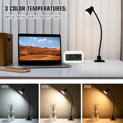 Adjustable Clamp Task Light Office Dual Light Bars Matte Black