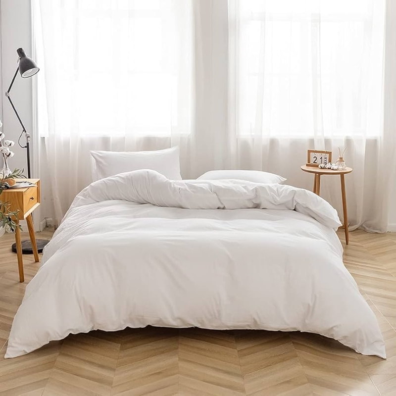 Amazon.com: FACE TWO FACE Bedding Duvet Cover Set 3 Pieces 100% Washed Cotton  Duvet Cover Linen Like Textured Breathable Durable Soft Comfy (Queen, White)  : Home & Kitchen