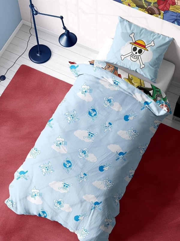 Anime Character Bedding Set, Reversible One Piece Graphic Print