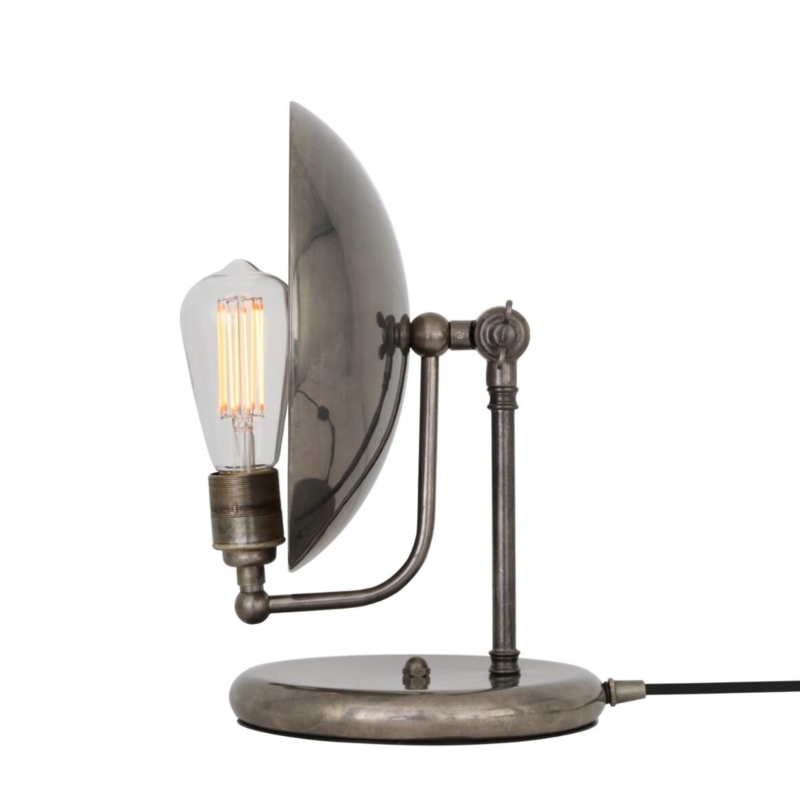 Antique Brass Table Lamp Industrial Dish Shade Minimalist Design