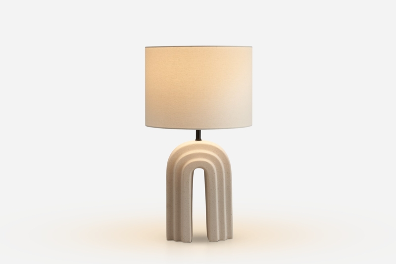 Arched Table Lamp, Creamy White, Sculptural Minimalism, Dome Shade