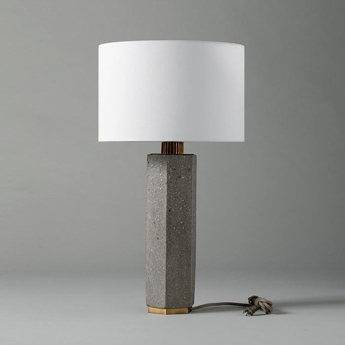 Architectural Concrete Column Table Lamp with Tapered Shade
