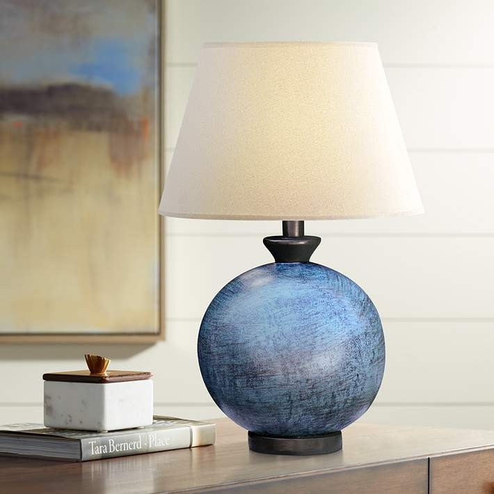 Artisanal Table Lamp: Handcrafted Mottled Spherical Hydrocal Base