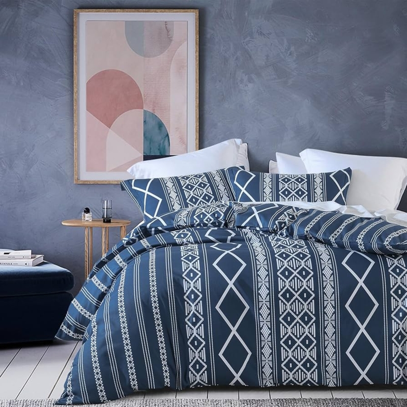 Aztec Duvet Cover Set with Geometric Pattern for Farmhouse Decor.
