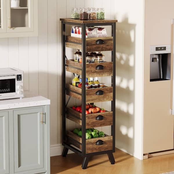 Bakers Rack with Wire Basket Drawers and Utility-Focused Design