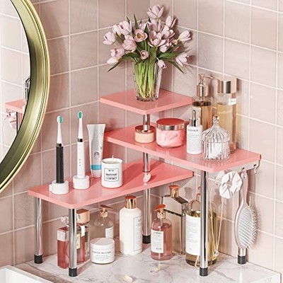 Bamboo 3-Tier Corner Shelf: Countertop Organizer for Bathroom