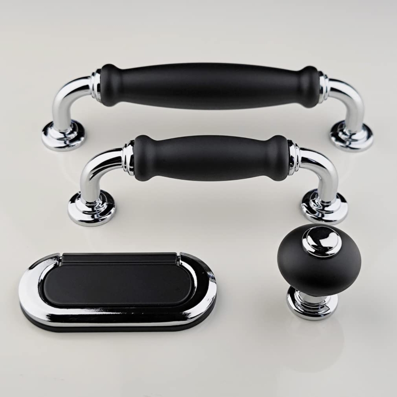 Bar Handle Textured Ceramic Grip Two Tone Chrome Base Scandinavian
