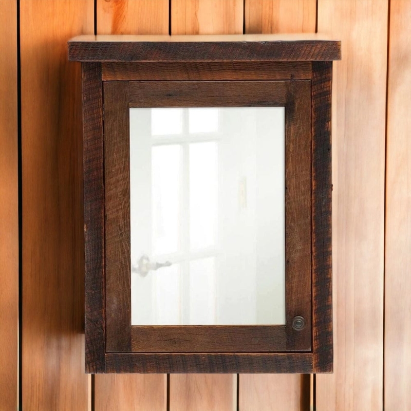 Barnwood Medicine Cabinet with Thick Frame for Lodge Style