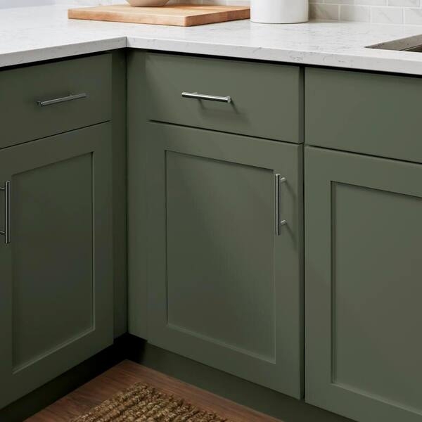Base Kitchen Cabinet Fern Green Shaker Style 15 Inch Width Transitional