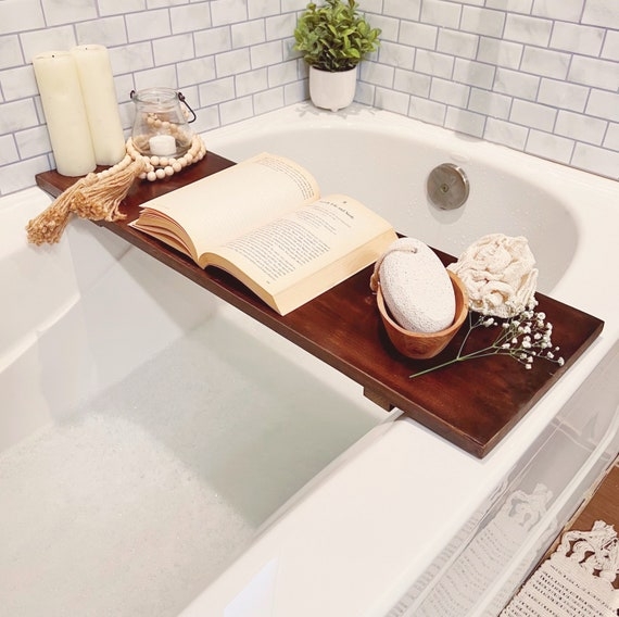 Bath Caddy Plank Construction Rustic Natural Wood Bath Caddy Tray