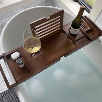 Bath Caddy with Integrated Tablet Stand for Spa Like Bathroom Accessory