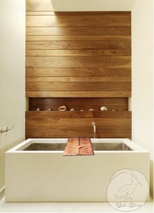 Bath Caddy with Reclaimed Wood Look for Rustic Farmhouse Bath Decor
