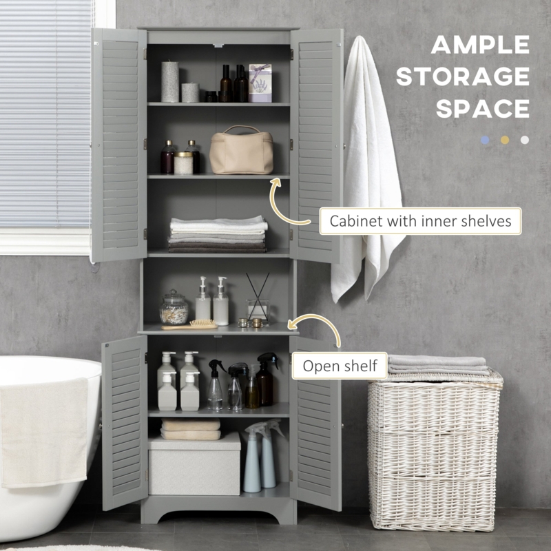 Bathroom Cabinet Tall Narrow Shaker Doors Central Open Shelf