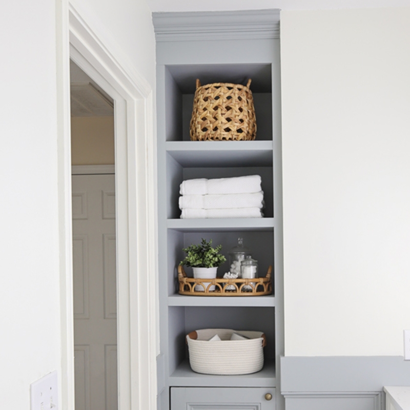 Bathroom Shelving Built In Design, White Recessed Over Toilet Storage