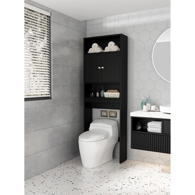Bathroom Space Saver Shutter Doors Cubby Storage Coastal Shelving