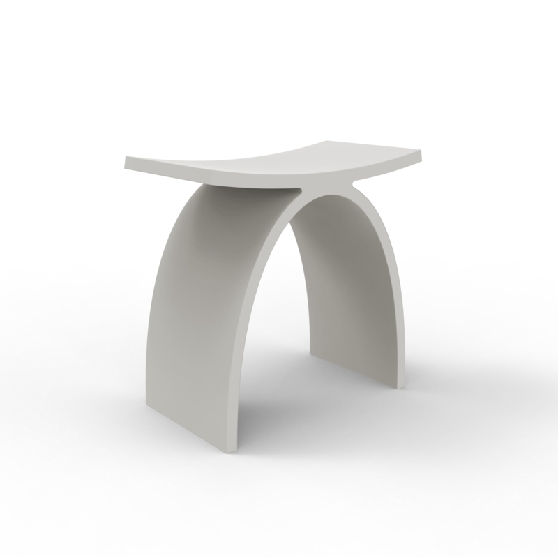 Bathroom Stool White Stone Resin Monolithic U Shaped Waterfall Edges