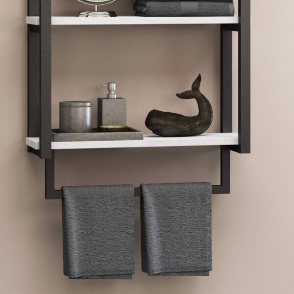 Bathroom Wall Shelf Metal Matte Finish with Integrated Towel Bar