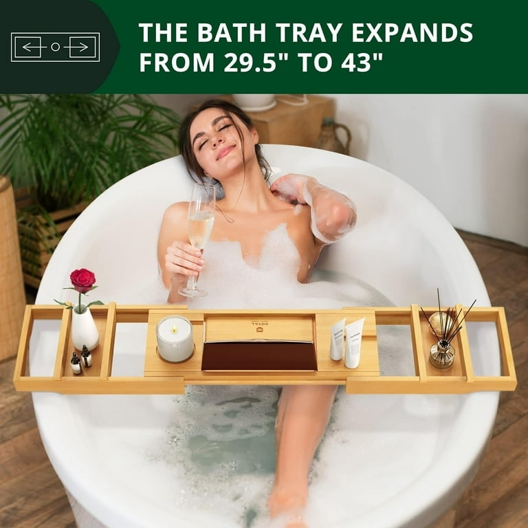 Bathtub Caddy with Expandable Arms and Reading Stand for Spa Inspired Style