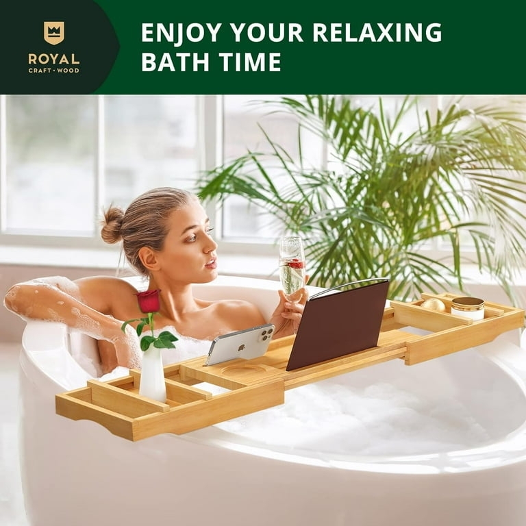 Bathtub Caddy with Multi-Functional Slots for Spa Like Bathroom Accessory