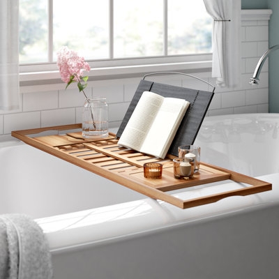 Bathtub Tray Book Rest Wine Holder Bamboo Bathtub Tray For Reading