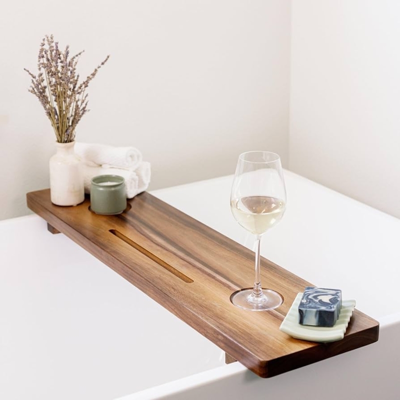 Bathtub Tray with Adjustable Stand for Luxury Self-Care Bath Setup