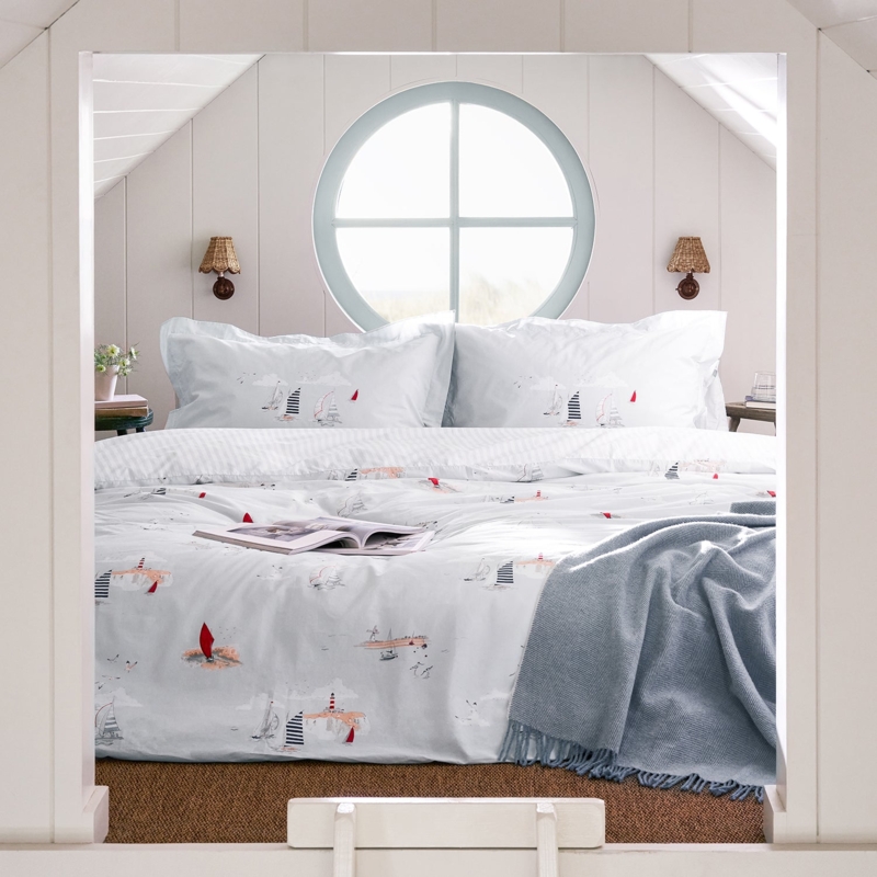 Beachy Comforter Sets King King Size Coastal Sailboat Comforter Set -  Nautical Blue Bedding With 2 Pillowcases Coastal Bedding