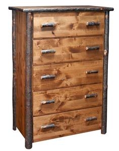Bear Carvings Chest of Drawers Bark-On Log Posts Hickory Style Rustic Lodge