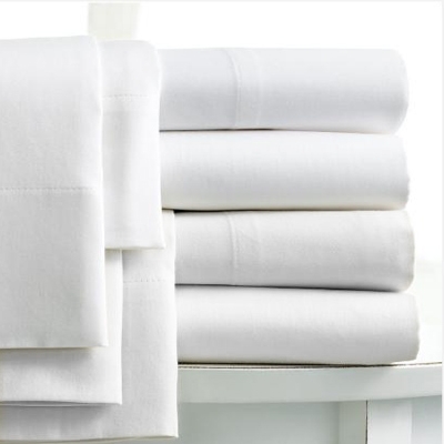 Bed Linen Set Hospitality Grade Crisp White Plain Weave Stacked