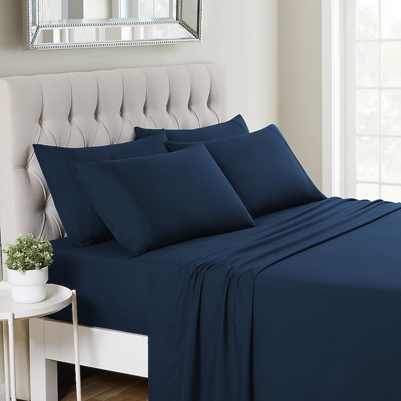Bed Sheet Set: Coastal Modern White Bedding with Natural Wood Contrast.