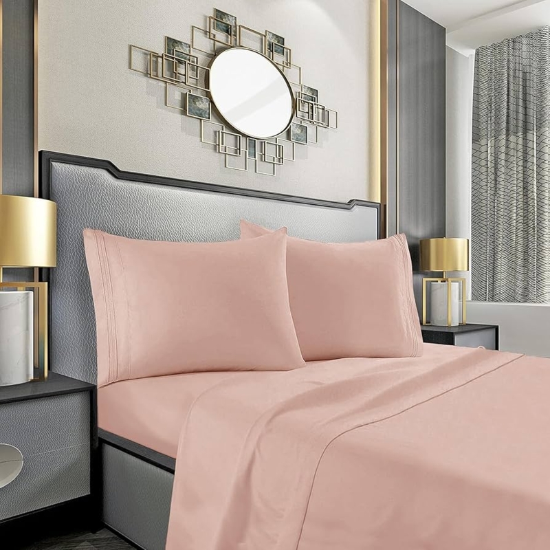 Bed Sheet Set Crisp White Finish Deep Pocket Serene Hotel Style