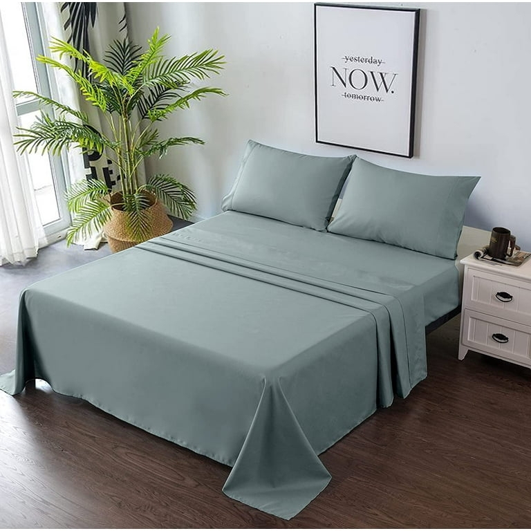 Bed Sheet Set Deep Pocket Fitted Sheet, Solid Color Matte Finish