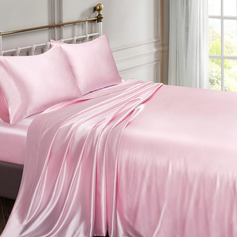 Bed Sheet Set Deep Pocket Satin with Glossy Finish
