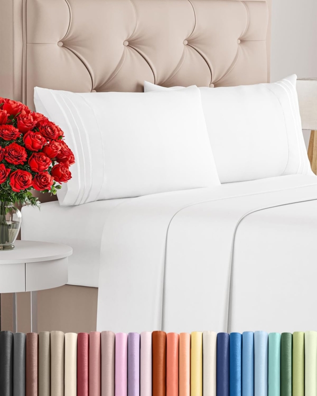 Bed Sheet Set Hotel Style Styling Crisp White Modern Bedroom
