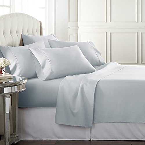 Bed Sheet Set Ice Blue 6 Piece Wrinkle Resistant Cool Toned