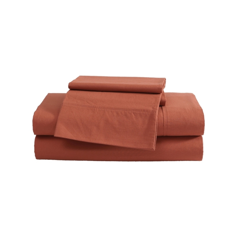 Bed Sheet Set Industrial Brick Contrast Earthy Terracotta Bed Sheet Set