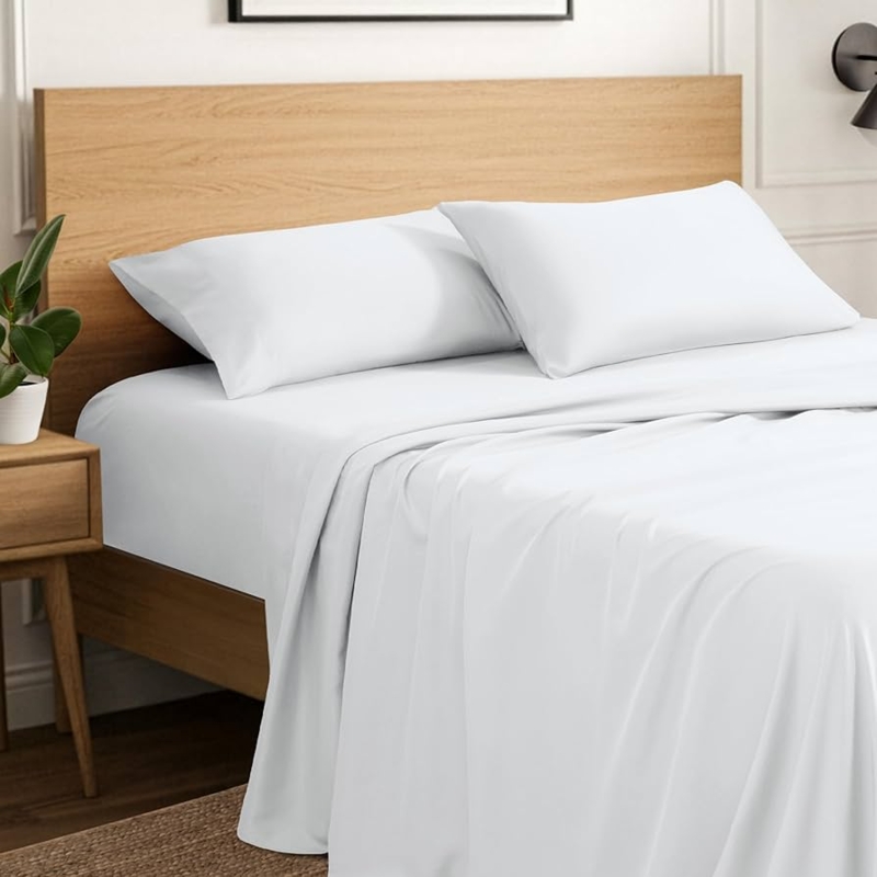 Bed Sheet Set Layered Slub Texture Minimalist Bedroom White Bedding