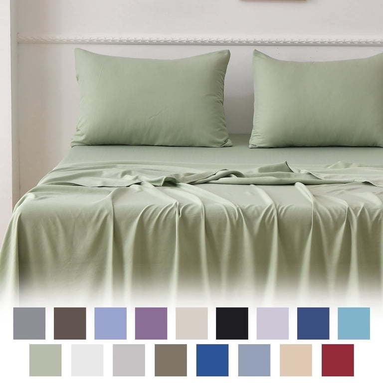 Bed Sheet Set Light Green Hue Solid Color Soft Light Green Bedding Set