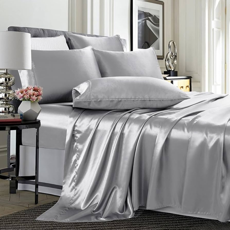 Bed Sheet Set Lustrous Satin Deep Pocket Luxurious Bedding