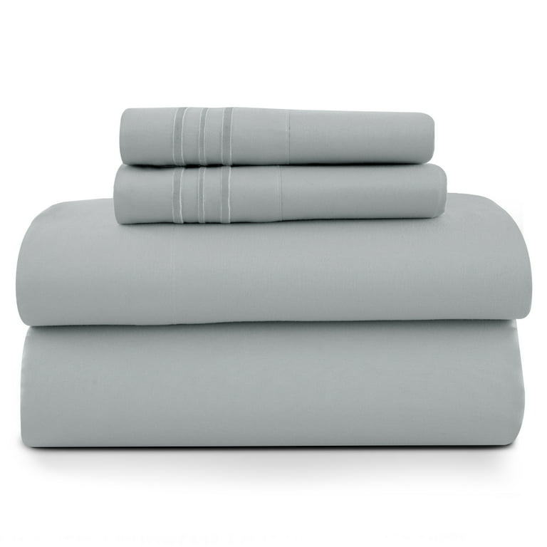 Bed Sheet Set Mid-Tone Gray Matte Finish Microfiber Linens
