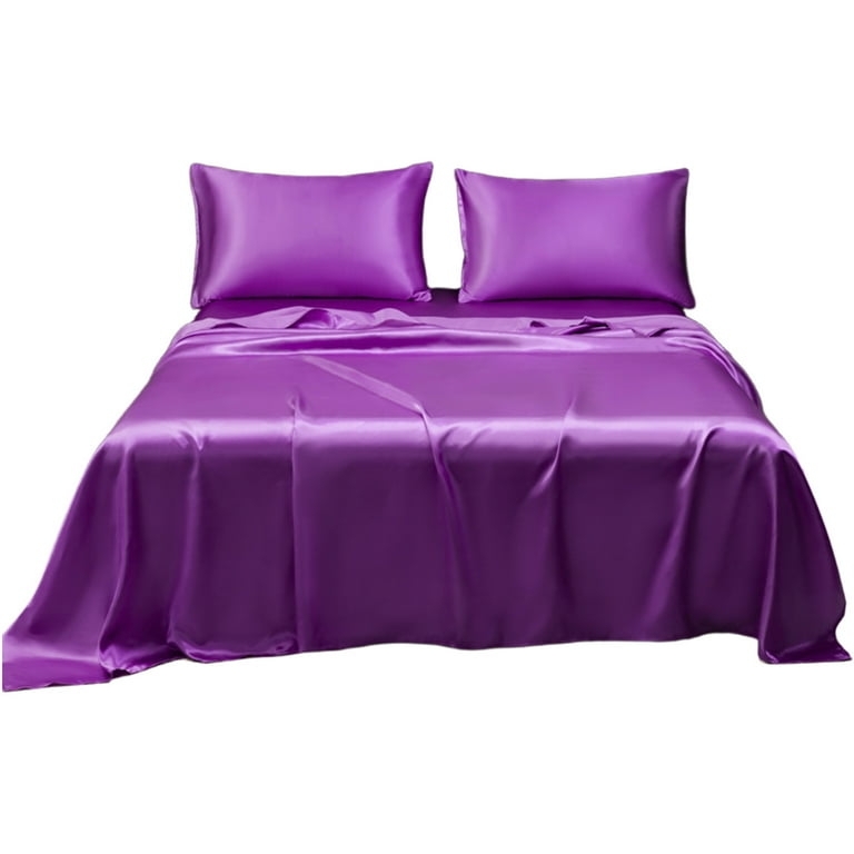 Bed Sheet Set Navy Blue Satin Weave Oversized Flat Sheet