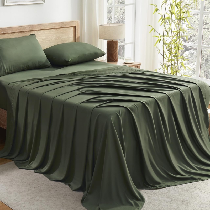 Bed Sheet Set Ribbed Texture Viscose Bamboo Silky Bamboo Derived Sheets