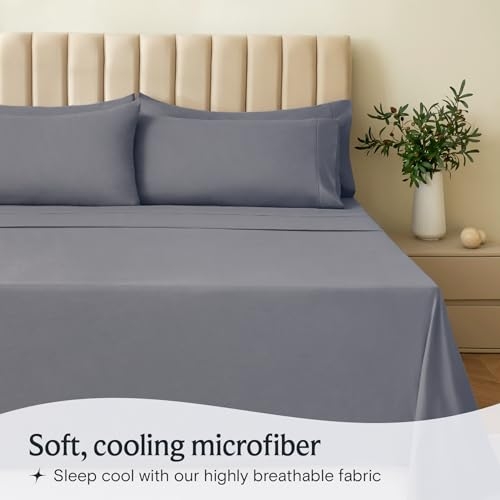 Bed Sheet Set Ultra Smooth Surface, Matte Sheen Microfiber Finish