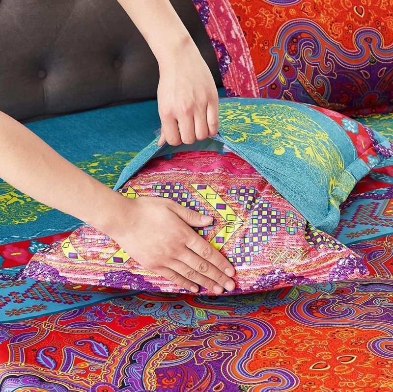 Bed Sheet Set White Warm Tribal Geometric Pattern Vibrant Bohemian Decor