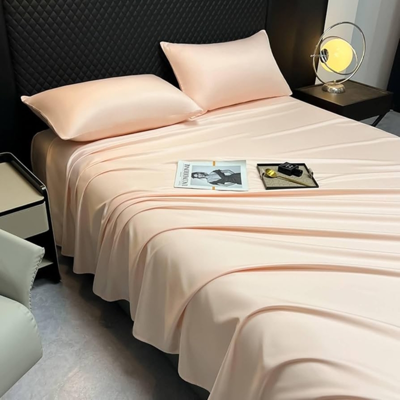 Bed Sheets Champagne High-Sheen Luxurious Satin Sheet Styling