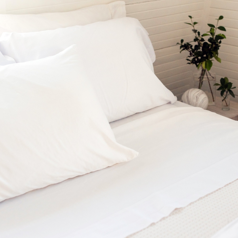 Bed Sheets in Creamy Ivory with Folded Top Sheet Styling