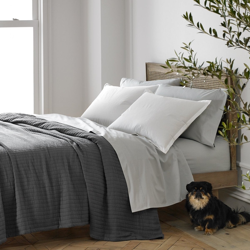 Bed Sheets Oyster Color Percale Texture Modern Organic Bedding