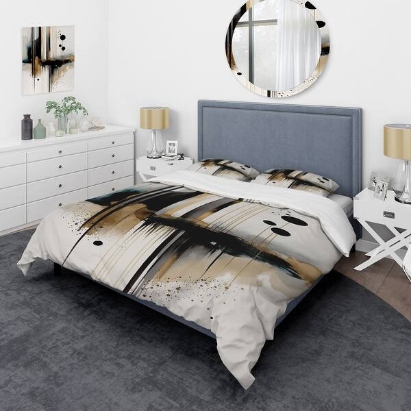Bedding Set Abstract Print Monochrome Black and White Decor