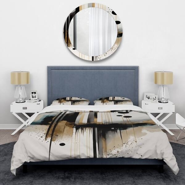 Bedding Set Abstract Transitional Shapes Ochre Accents Modern