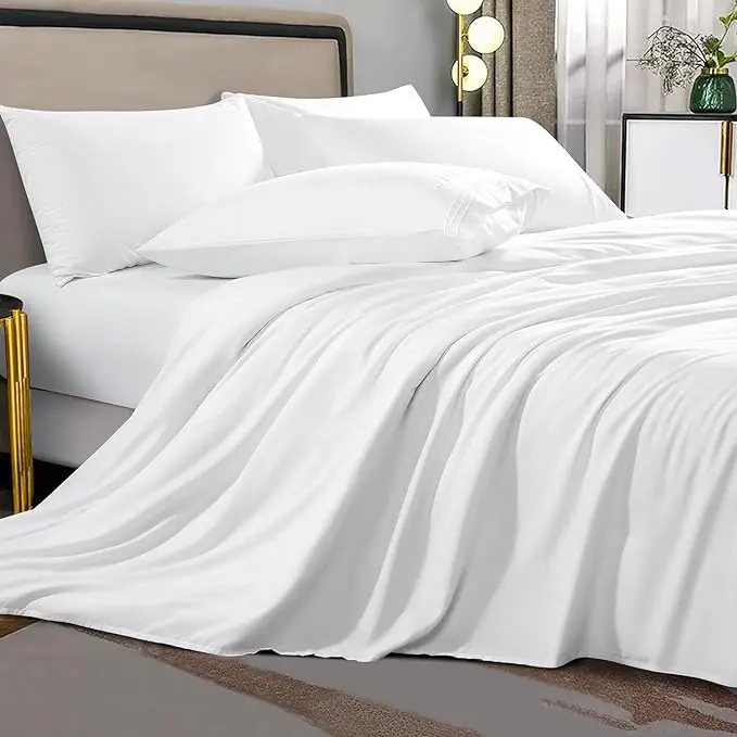 Bedding Set Aqua Blue Tone Flange Edges Matte Finish Duvet Cover