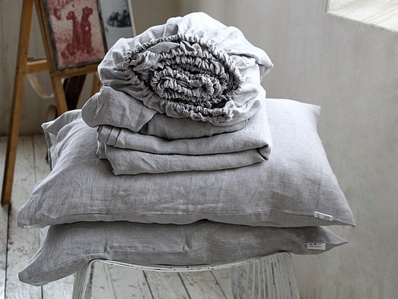 Bedding Set Ash Gray Melange Weave Minimalist Scandi Aesthetic